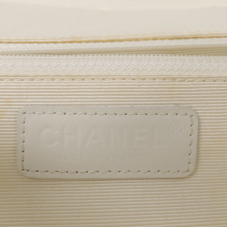 CHANEL Knit Ivory Crochet Kint Chain Shoulder鏈帶肩背袋-5