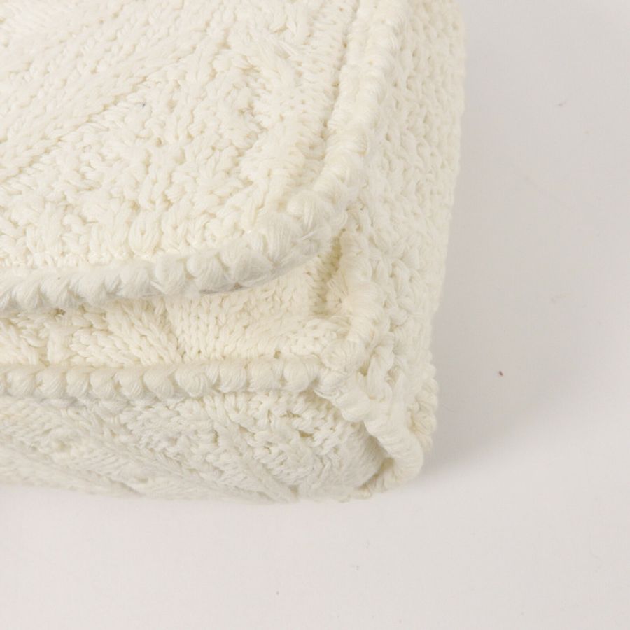 CHANEL Knit Ivory Crochet Kint Chain Shoulder鏈帶肩背袋-12
