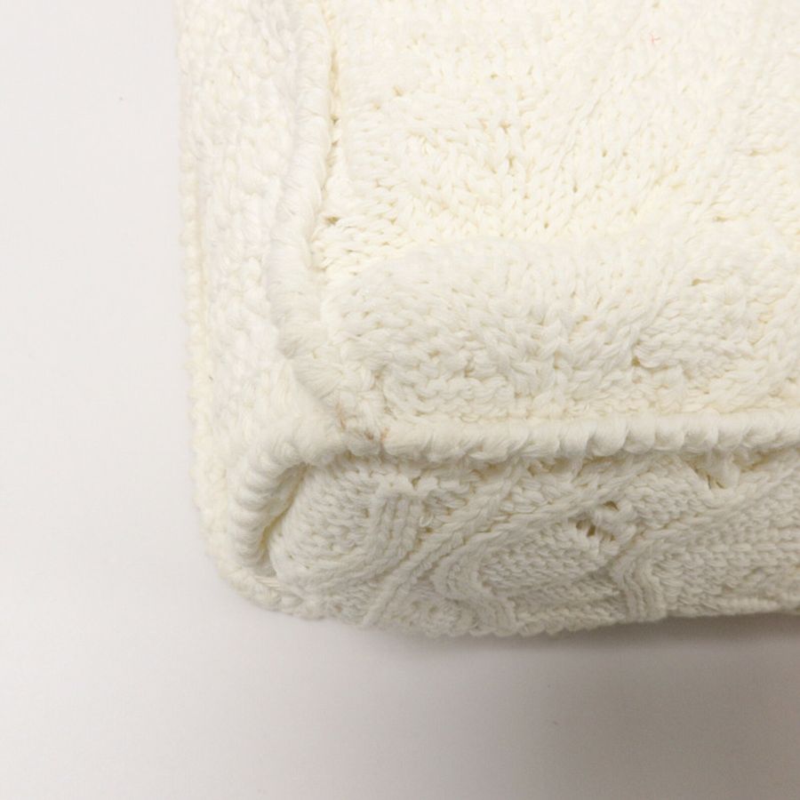 CHANEL Knit Ivory Crochet Kint Chain Shoulder鏈帶肩背袋-13