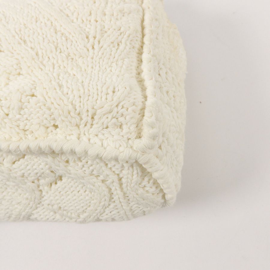 CHANEL Knit Ivory Crochet Kint Chain Shoulder鏈帶肩背袋-14