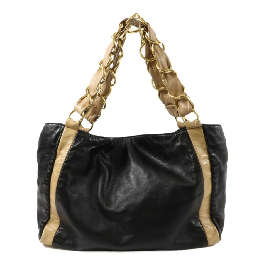 CHANEL 羊皮皮革Vintage Shoulder Bag鏈帶手挽袋-1