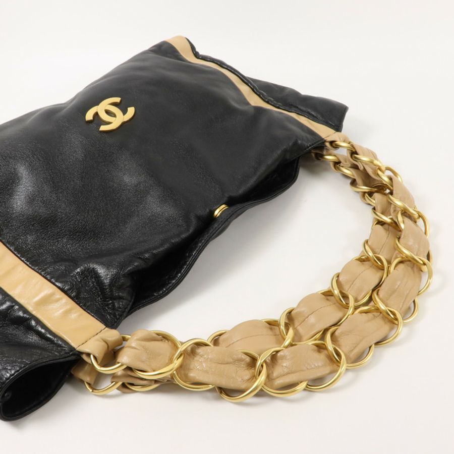 CHANEL 羊皮皮革Vintage Shoulder Bag鏈帶手挽袋-8