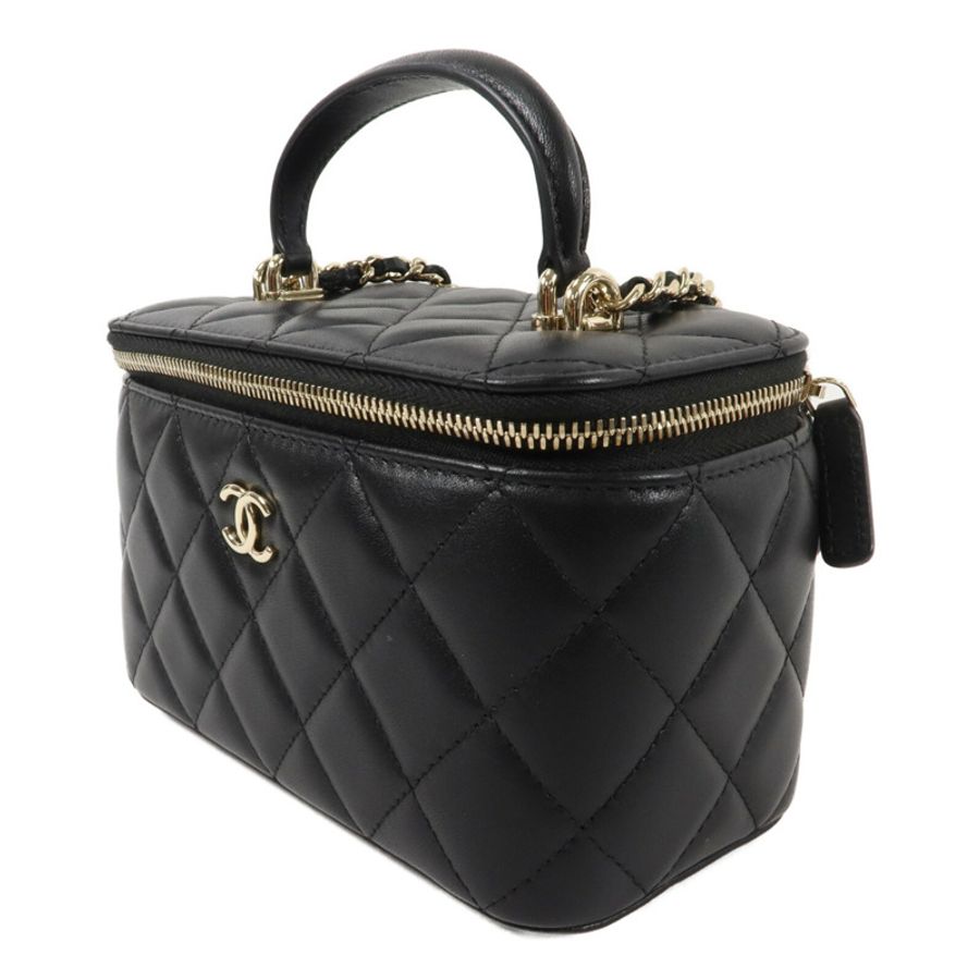 CHANEL 羊皮皮革Handle Vanity Case鏈帶手挽肩背兩用袋-2