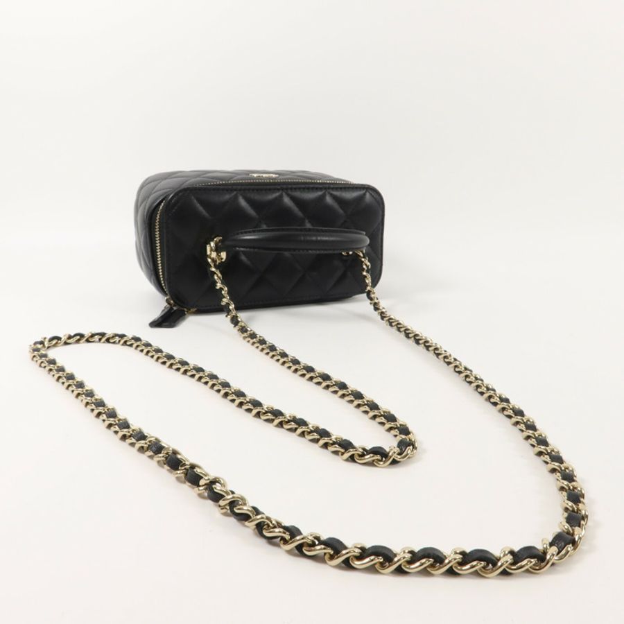 CHANEL 羊皮皮革Handle Vanity Case鏈帶手挽肩背兩用袋-8