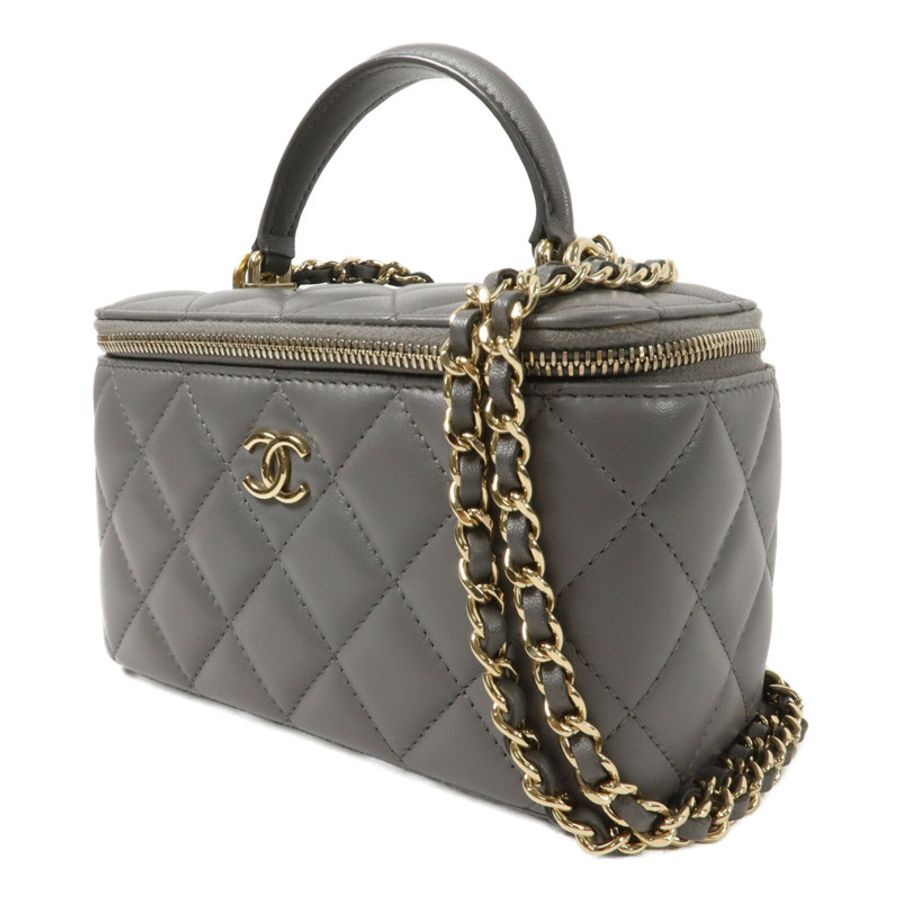 CHANEL 羊皮皮革Vanity Bag鏈帶手挽肩背兩用袋-2