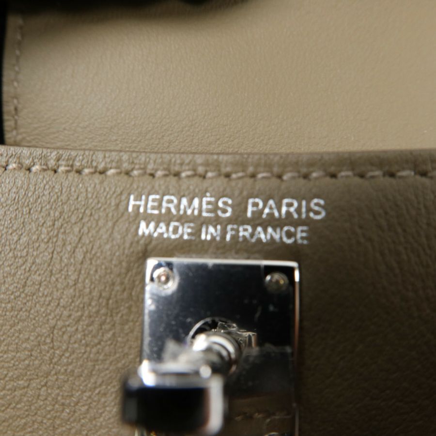 HERMES Swift皮革Kelly Moove銀扣肩背袋Etoupe-9