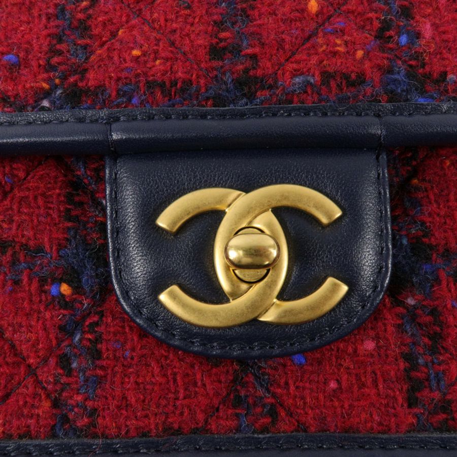 CHANEL Tweed Top Handle Flap Bag鏈帶肩背袋-6