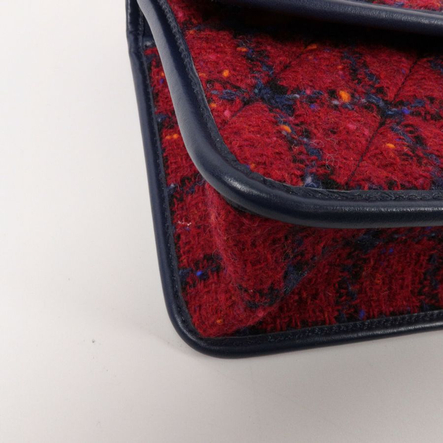 CHANEL Tweed Top Handle Flap Bag鏈帶肩背袋-9