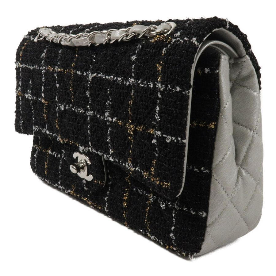 CHANEL Tweed/牛皮皮革Classic Flap Tweed鏈帶肩背袋-2