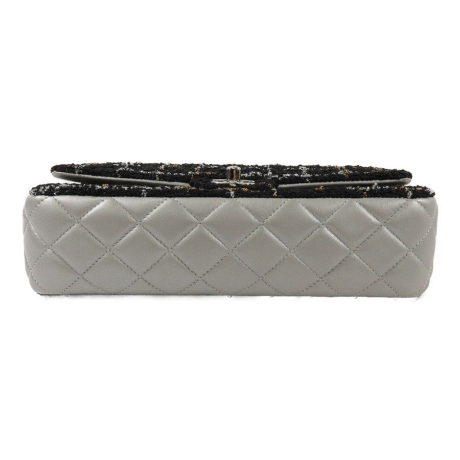 CHANEL Tweed/牛皮皮革Classic Flap Tweed鏈帶肩背袋-3
