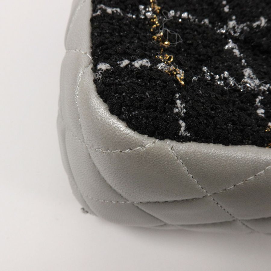 CHANEL Tweed/牛皮皮革Classic Flap Tweed鏈帶肩背袋-14