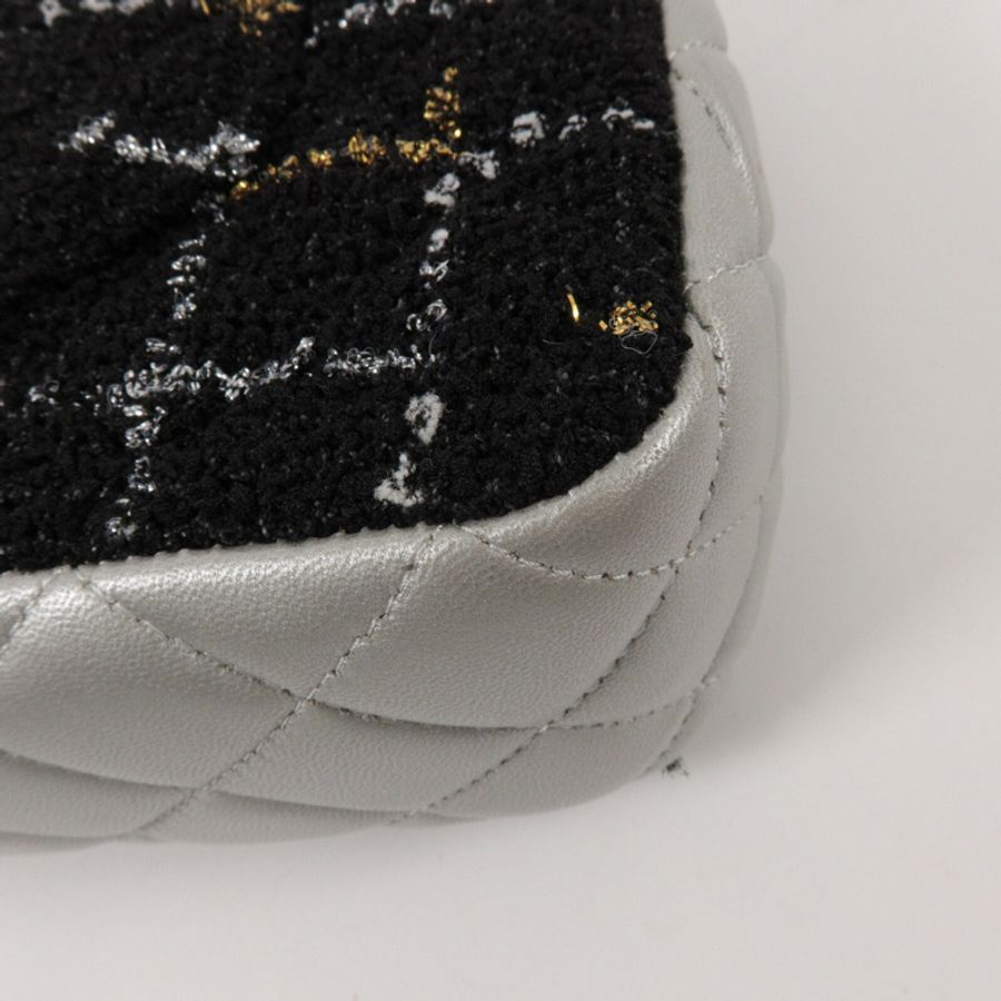CHANEL Tweed/牛皮皮革Classic Flap Tweed鏈帶肩背袋-15