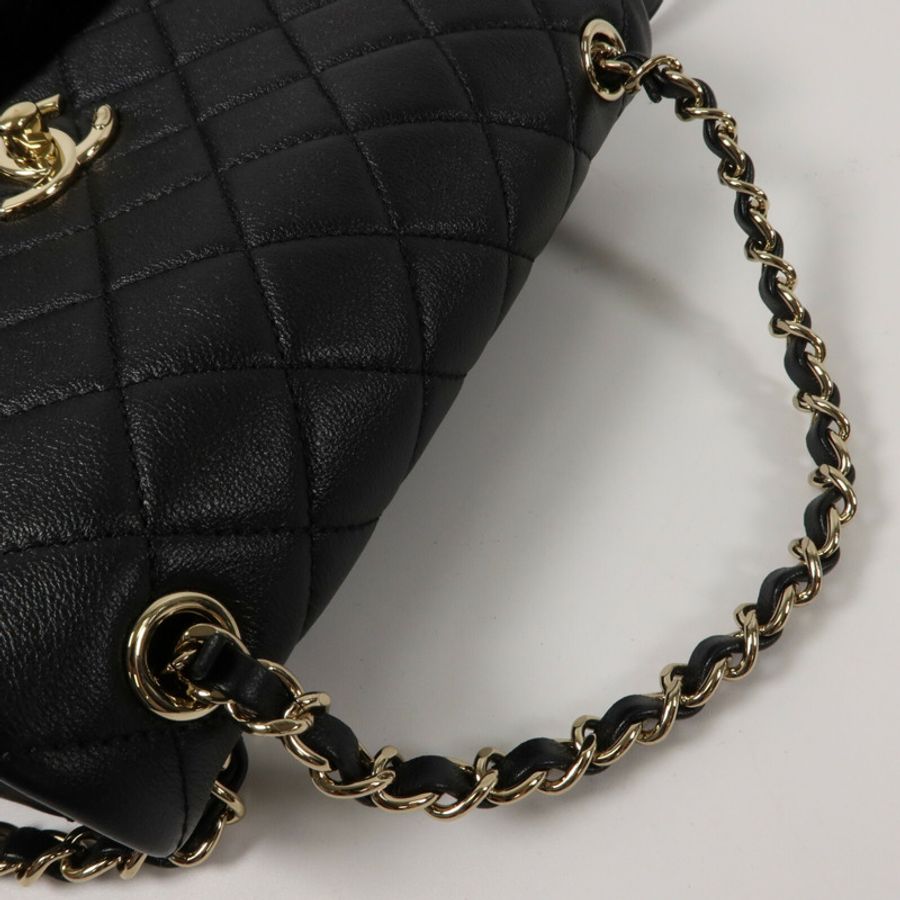 CHANEL 牛皮皮革Duma Backpack Large鏈帶背包-9