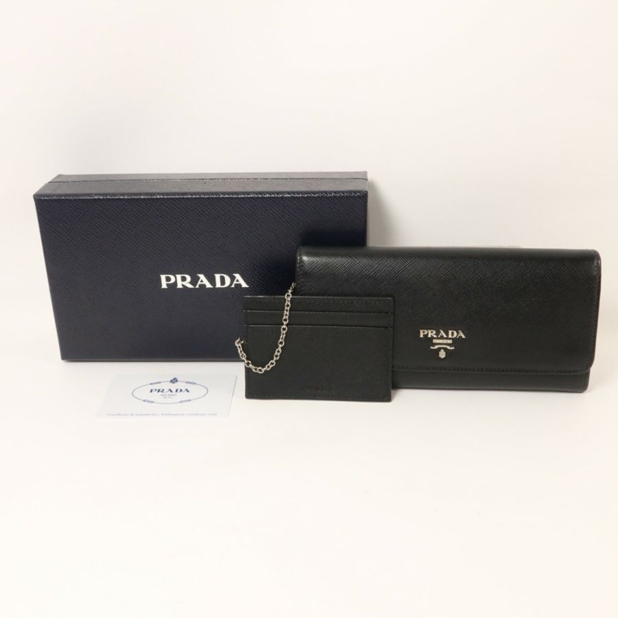 PRADA Saffiano皮革Long Wallet with Card Case長錢包連卡片套-17
