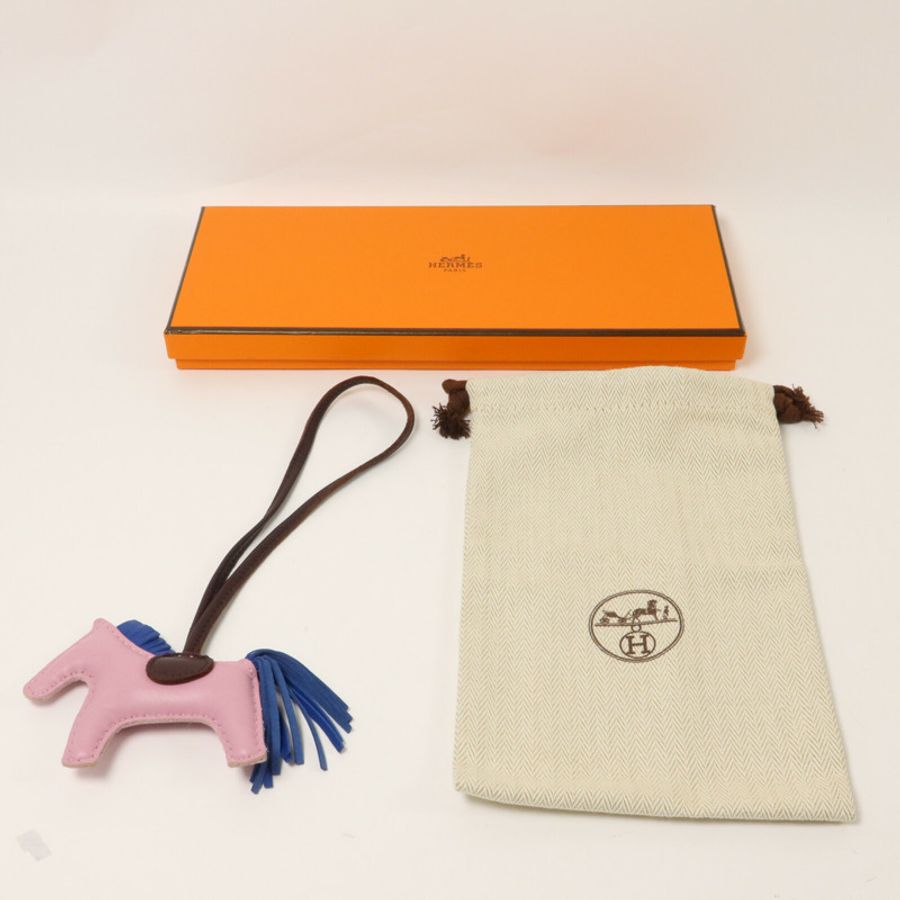 HERMES Milo皮革Rodeo PM掛飾Mauve Sylvestre/Rouge Sellier/Bleu France-6