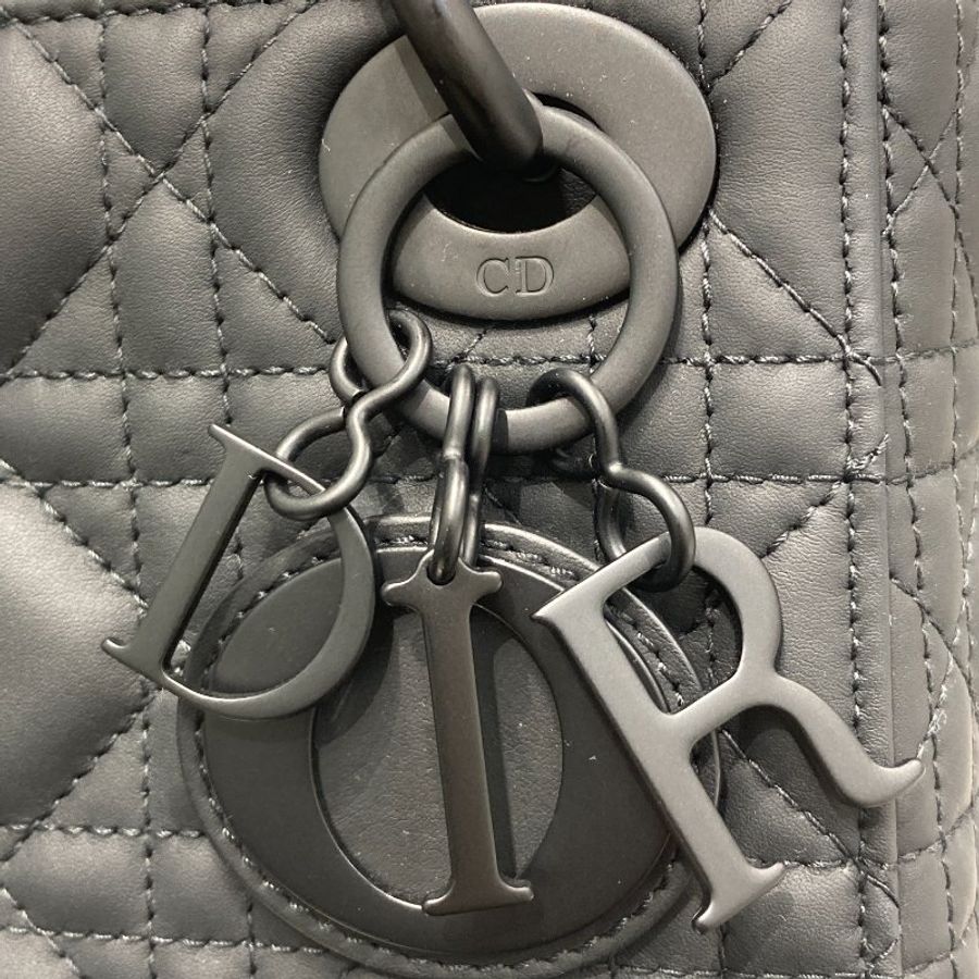 DIOR 迪奧 MINI LADY DIOR 黑色 皮革 黑釦-7