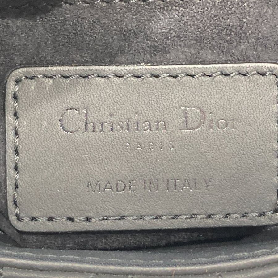 DIOR 迪奧 MINI LADY DIOR 黑色 皮革 黑釦-8
