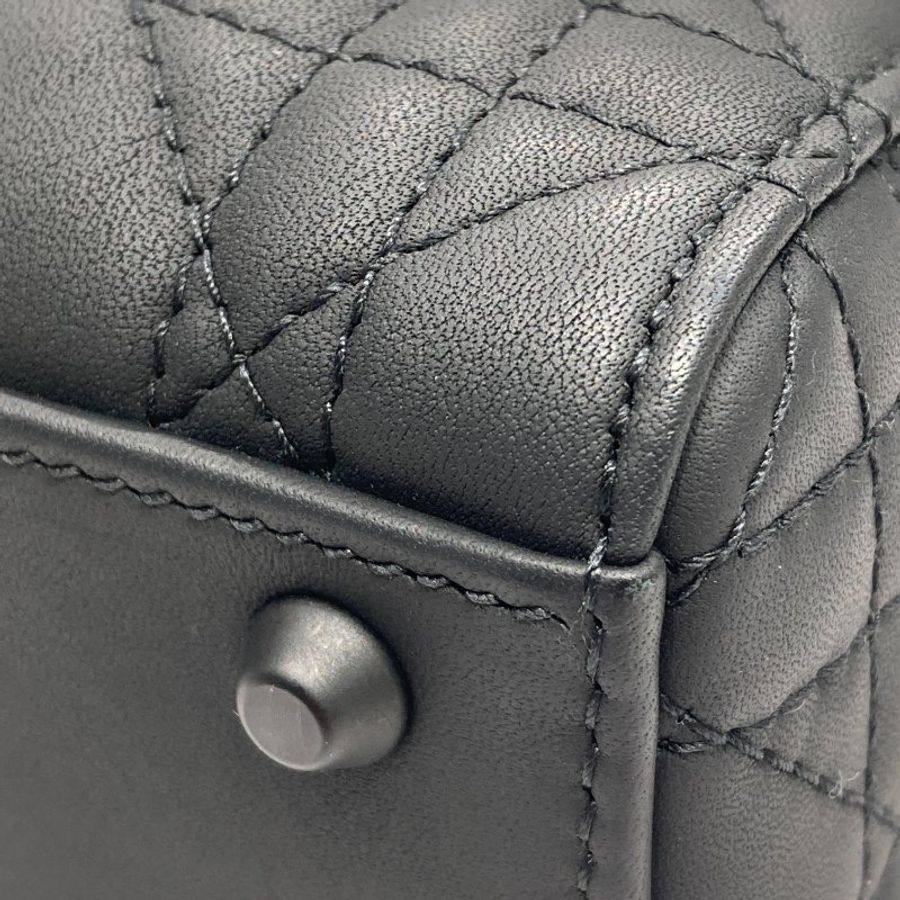 DIOR 迪奧 MINI LADY DIOR 黑色 皮革 黑釦-9