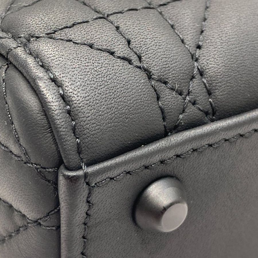 DIOR 迪奧 MINI LADY DIOR 黑色 皮革 黑釦-10