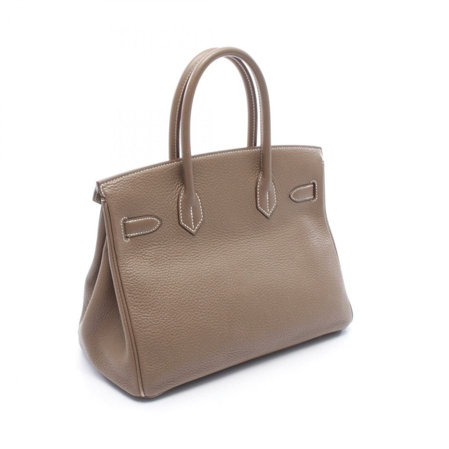 愛馬仕 Birkin 30 手提包 Clemence 皮革 灰色 Etoupe 灰色 SHW 二手 女士 R-1