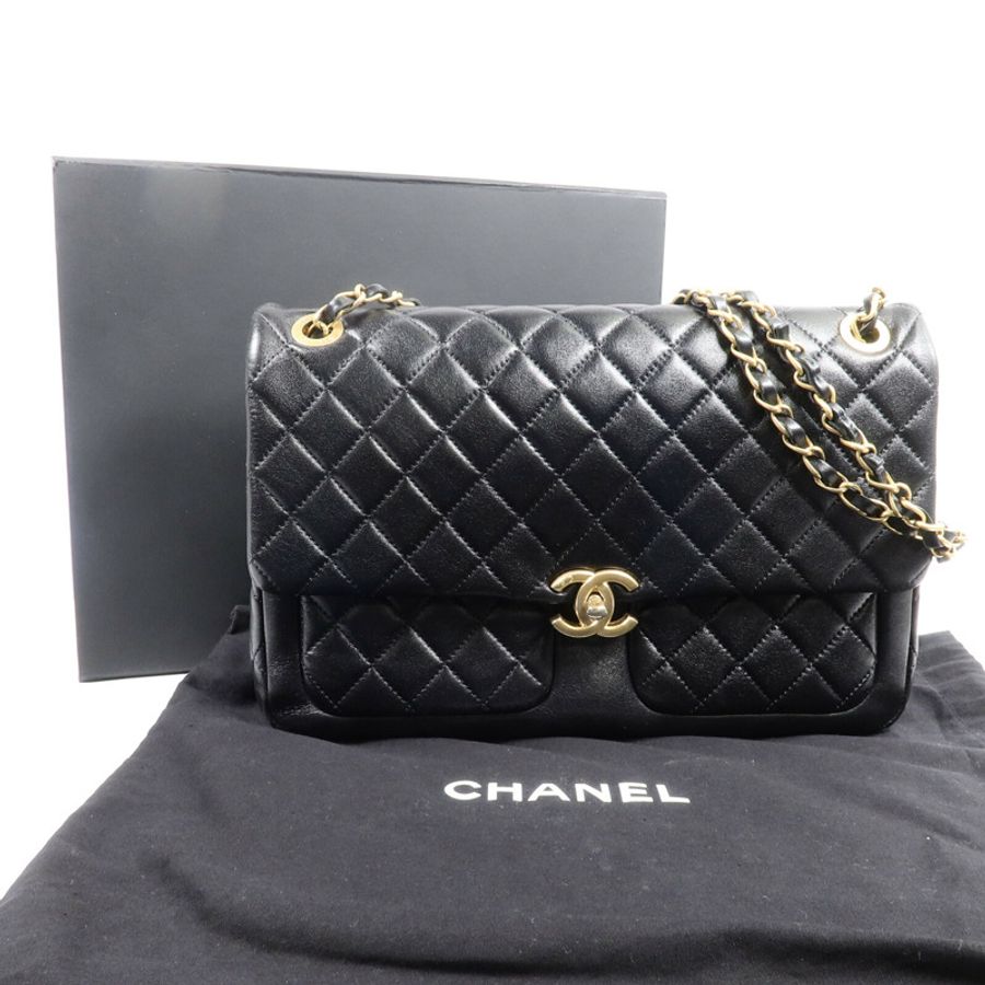 CHANEL 羊皮皮革Chain Shoulder Bag鏈帶肩背袋-9