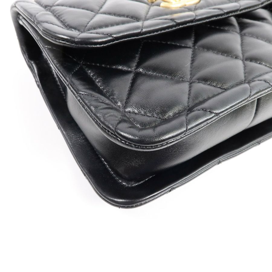 CHANEL 羊皮皮革Coco Mark Square Flap鏈帶手挽肩背兩用袋-11