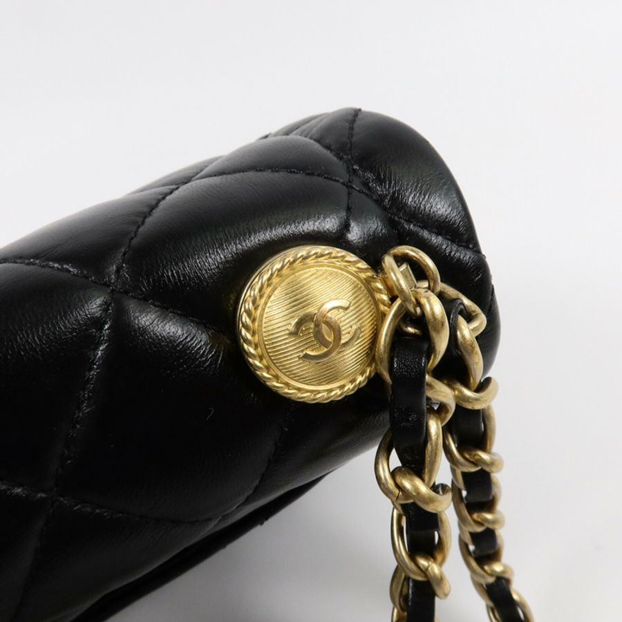 CHANEL 羊皮皮革Coco Mark Square Flap鏈帶手挽肩背兩用袋-14
