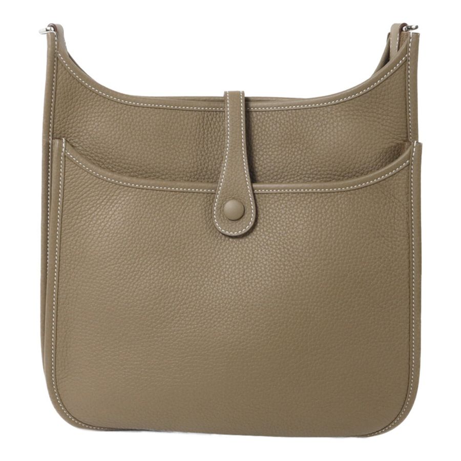 HERMES Clemence皮革Evelyne PM肩背袋Etoupe-1