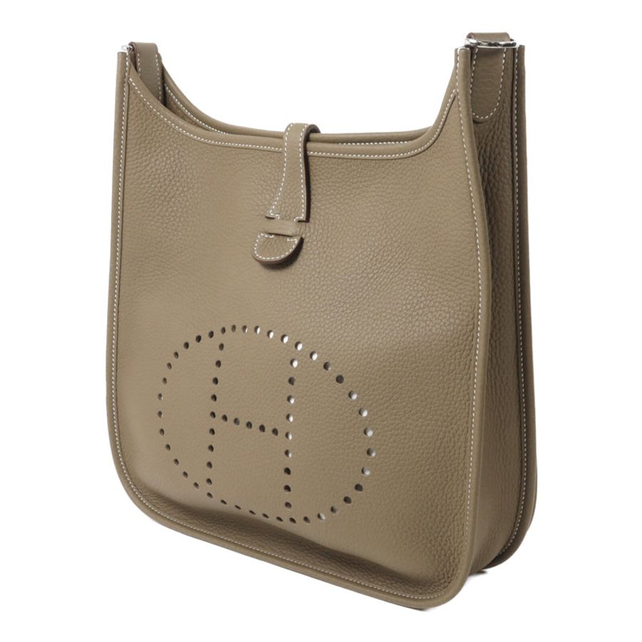 HERMES Clemence皮革Evelyne PM肩背袋Etoupe-2