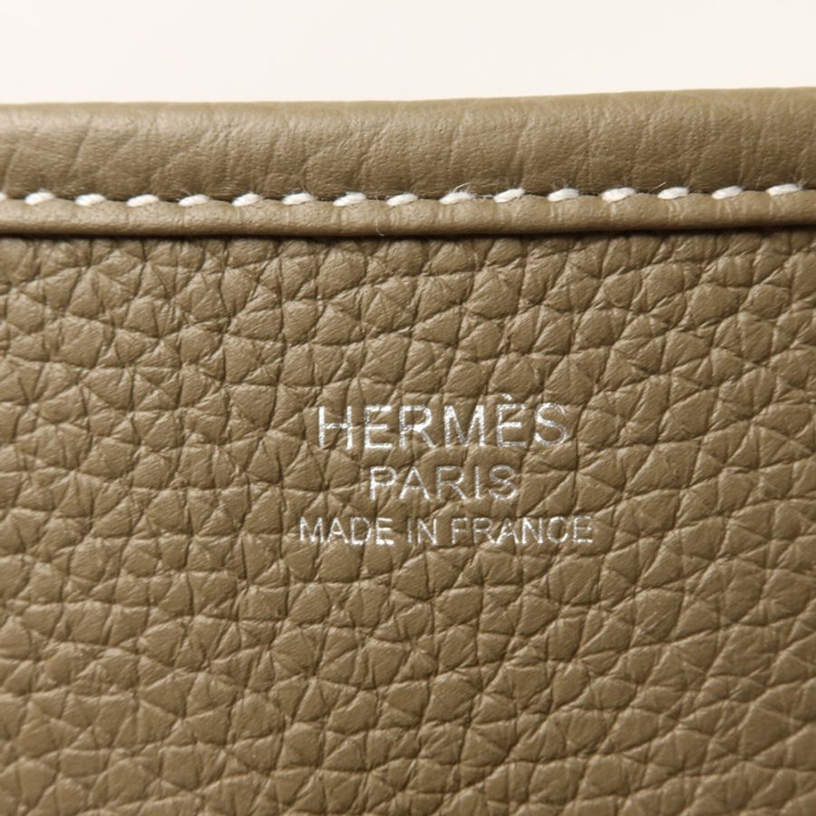 HERMES Clemence皮革Evelyne PM肩背袋Etoupe-6
