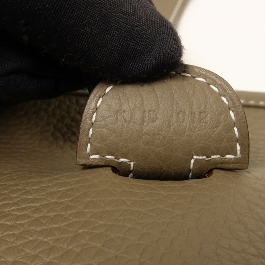 HERMES Clemence皮革Evelyne PM肩背袋Etoupe-7