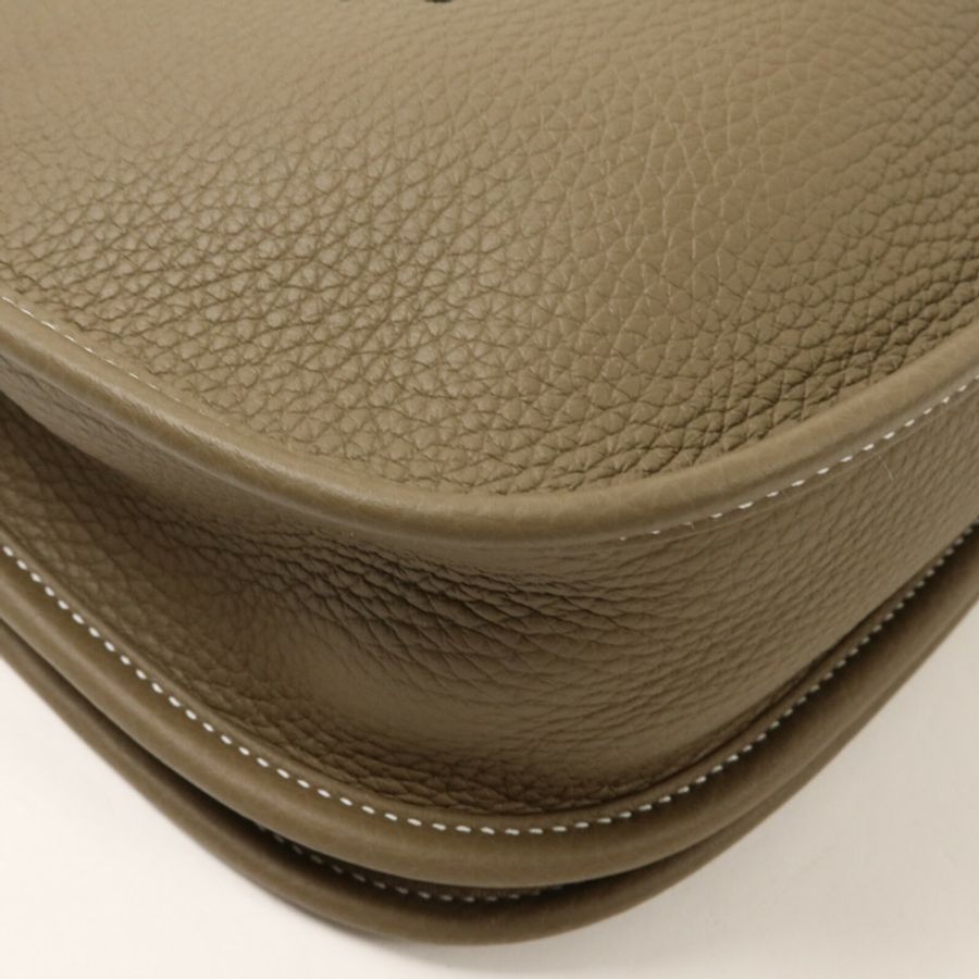 HERMES Clemence皮革Evelyne PM肩背袋Etoupe-11
