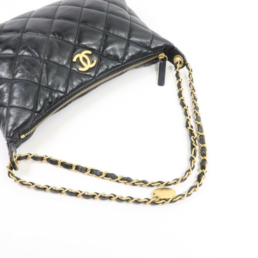CHANEL 羊皮皮革Hobo Bag鏈帶肩背袋-8