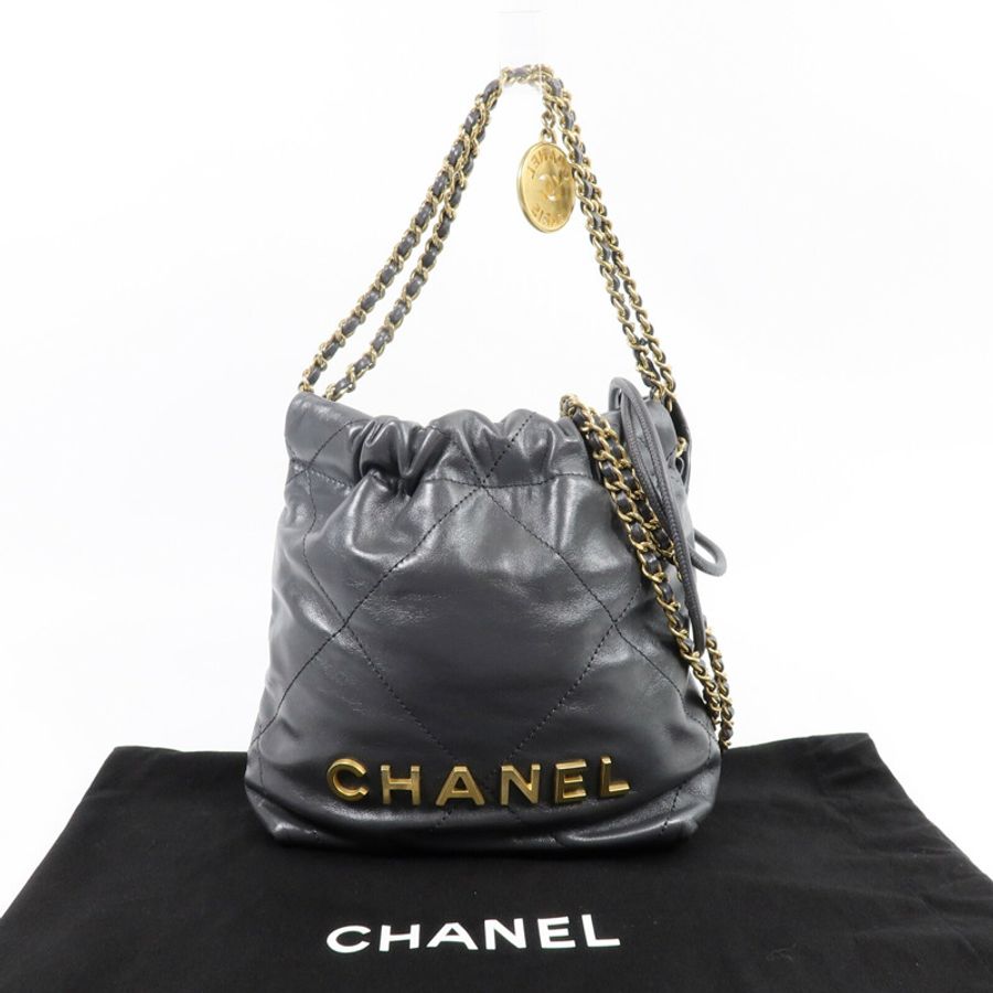 CHANEL 牛皮皮革Mini 22手挽肩背兩用袋-8