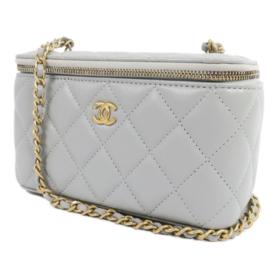 CHANEL 羊皮皮革Vanity Case With Gold Ball鏈帶手挽肩背兩用袋-2