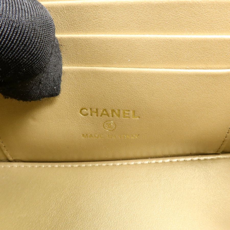 CHANEL 羊皮皮革Vanity Case With Gold Ball鏈帶手挽肩背兩用袋-5