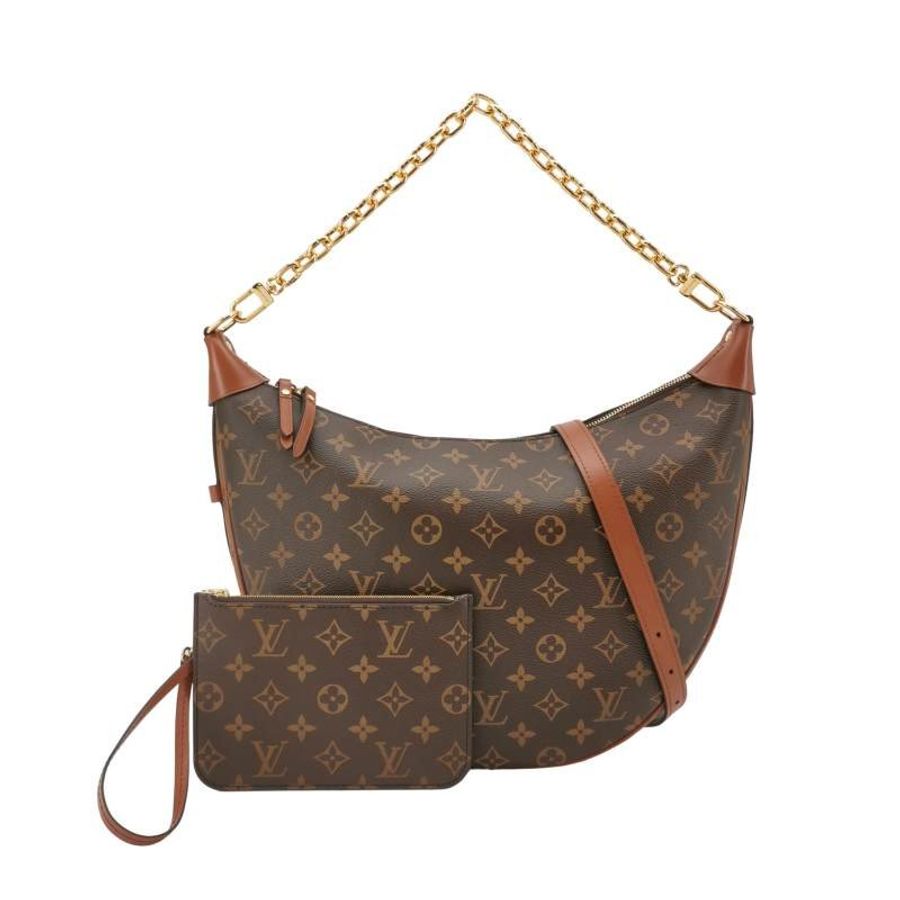 Louis Vuitton (LV) Loop牛皮Monogram印花子母包斜背包單肩包晶片款-0
