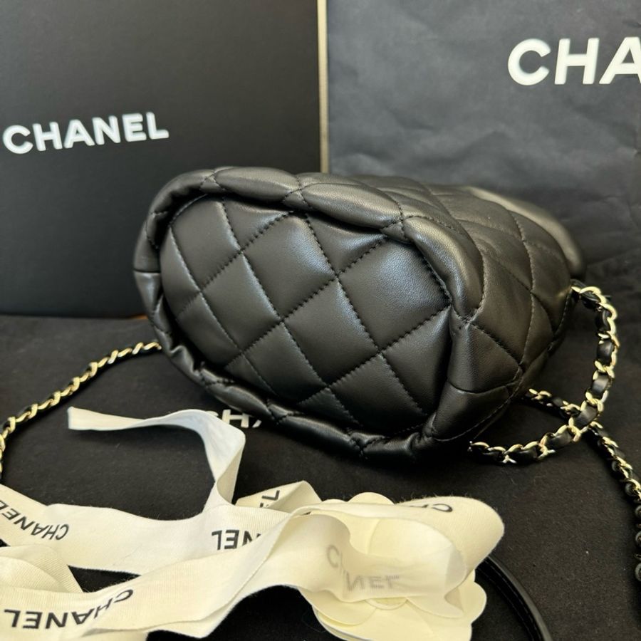 香奈兒/Chanel/黑金珍珠/羊皮水桶包/鏈條包/99新-7