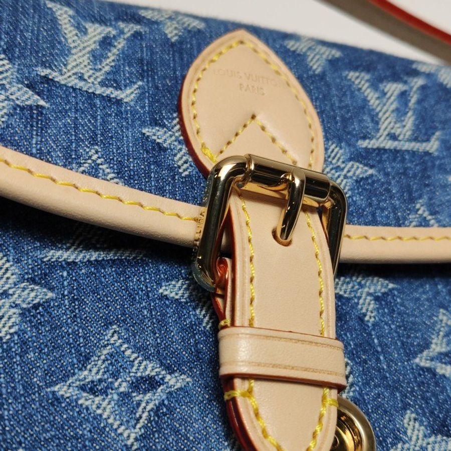 Louis Vuitton (LV) DianeNano帆布植鞣革拼色老花斜背包包肩包晶片款-12