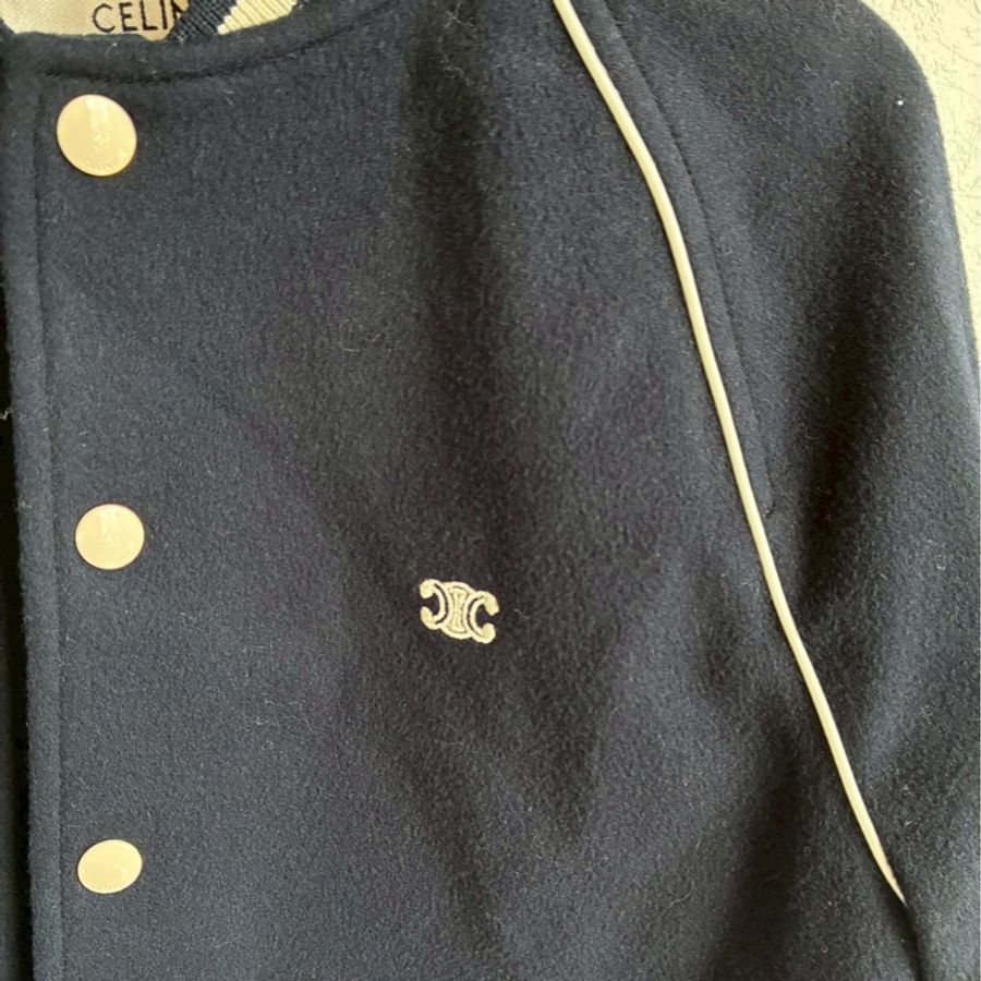 Celine 深藍/白logo棒球外套34-4