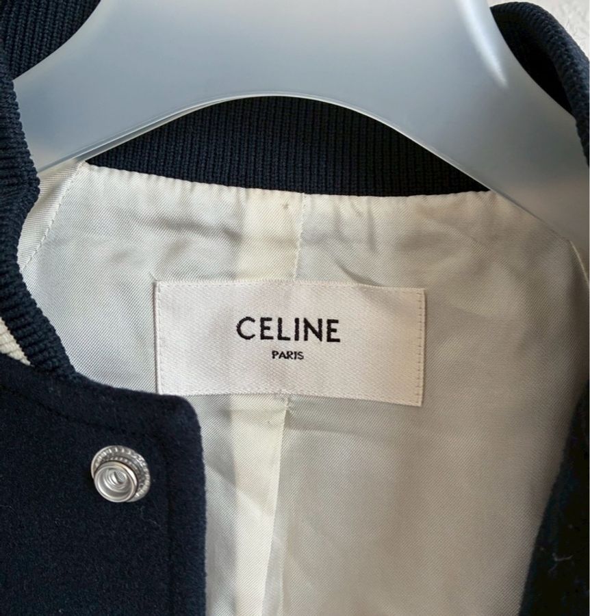 Celine 深藍/白logo棒球外套34-23