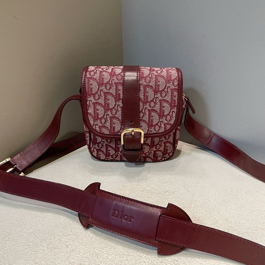 Dior/迪奧 中古老花紅色相機包-2