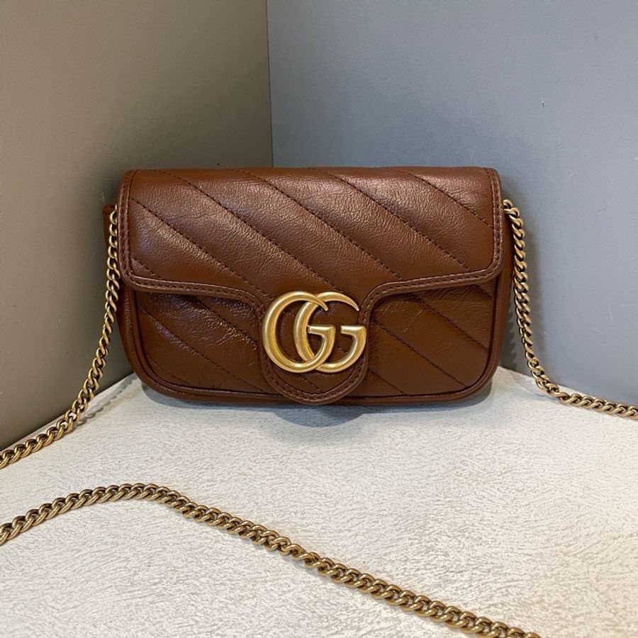 Gucci/古驰 Marmont迷你棕色马蒙斜挎包-2