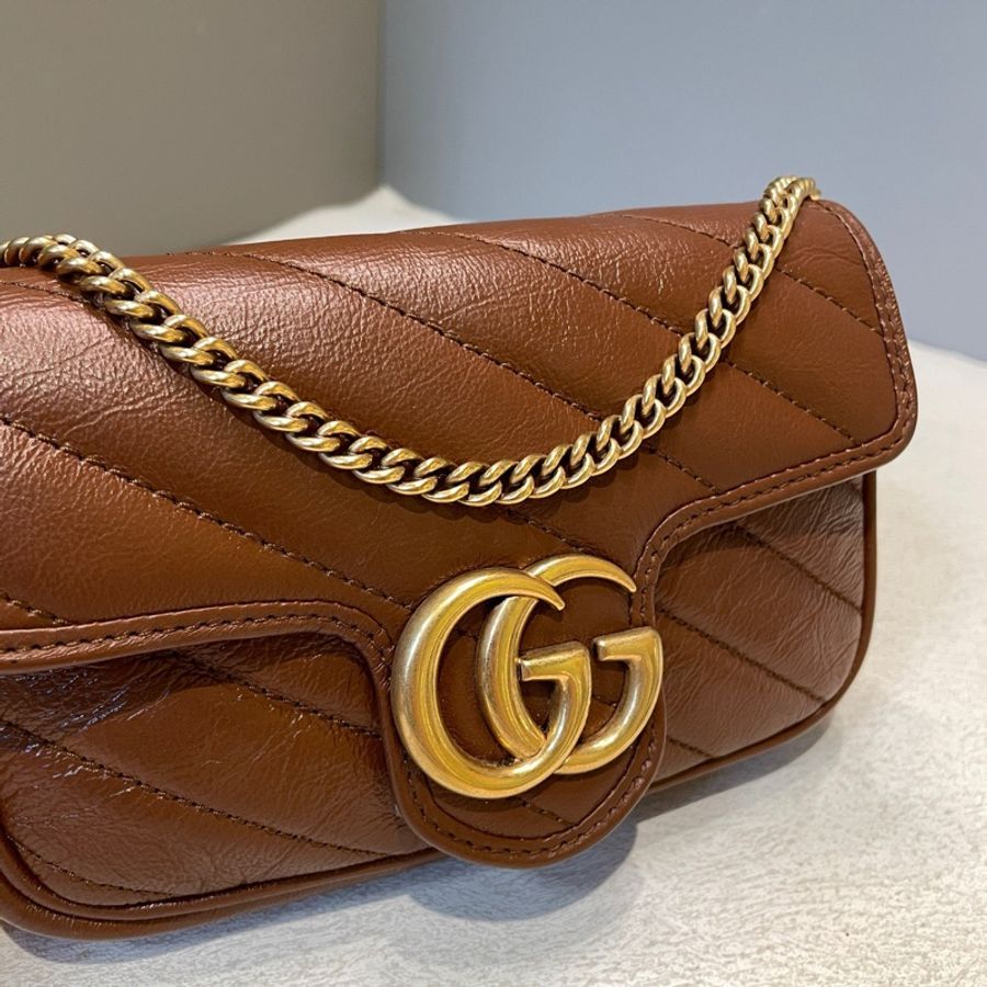 Gucci/古驰 Marmont迷你棕色马蒙斜挎包-7