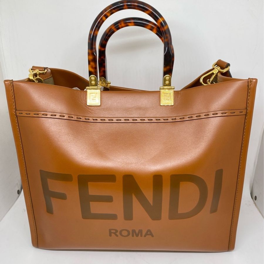 Fendi /GooMorin Vintage 古髦寧 焦糖色sunshine全皮手提托特包 成色:98新-0
