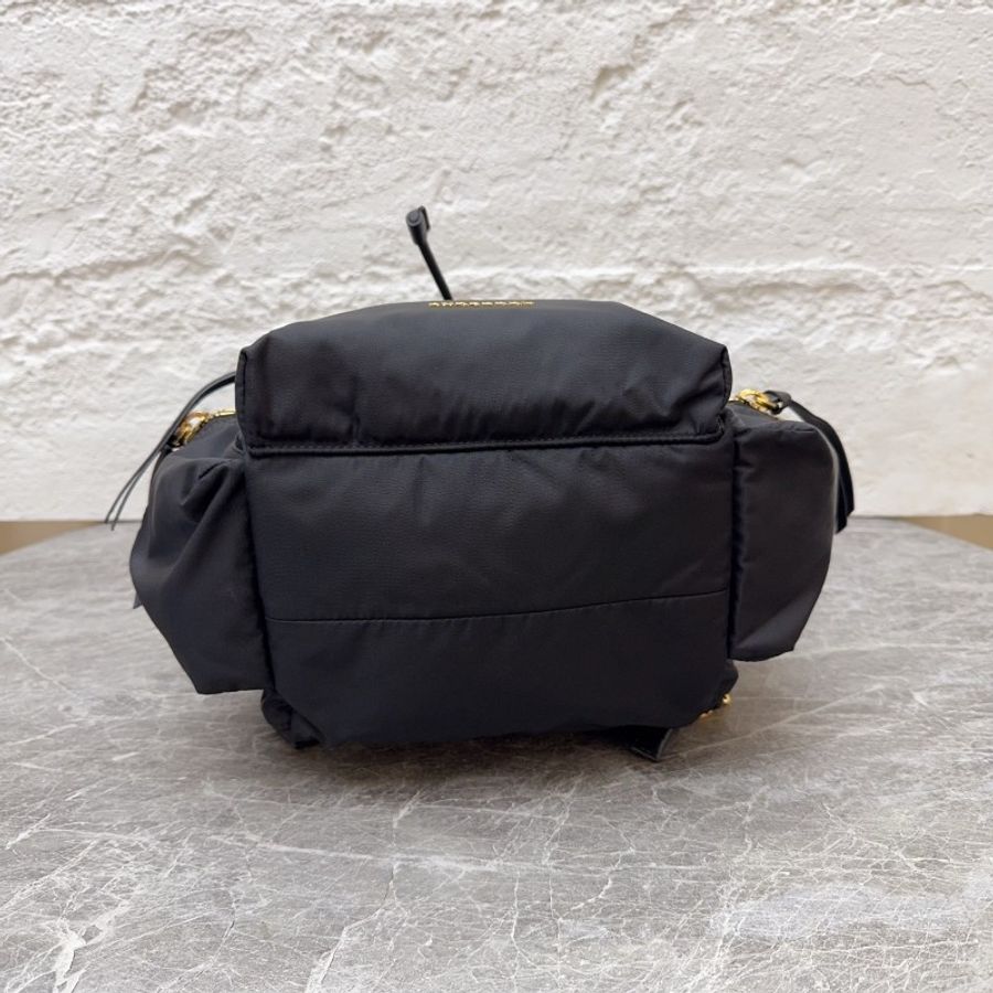 Burberry/巴寶莉rucksack中號黑色尼龍布雙肩包 經典帆布-4