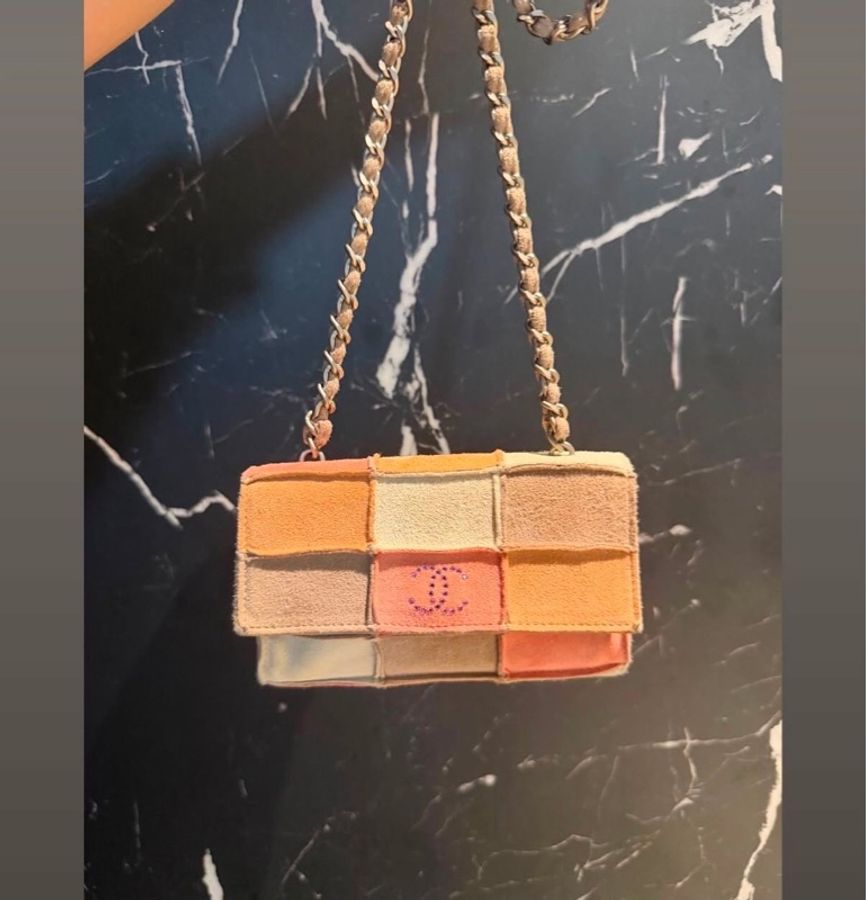 CHANEL麂皮皮革 Mini Chain Bag銀扣鏈帶肩背袋-0