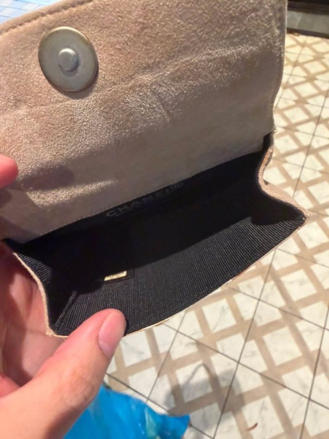 CHANEL麂皮皮革 Mini Chain Bag銀扣鏈帶肩背袋-3