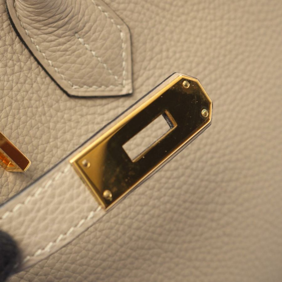 愛馬仕 Birkin 35 手提包,Togo 皮革,米色,灰褐色,二手,女士,L 碼,金色五金-9