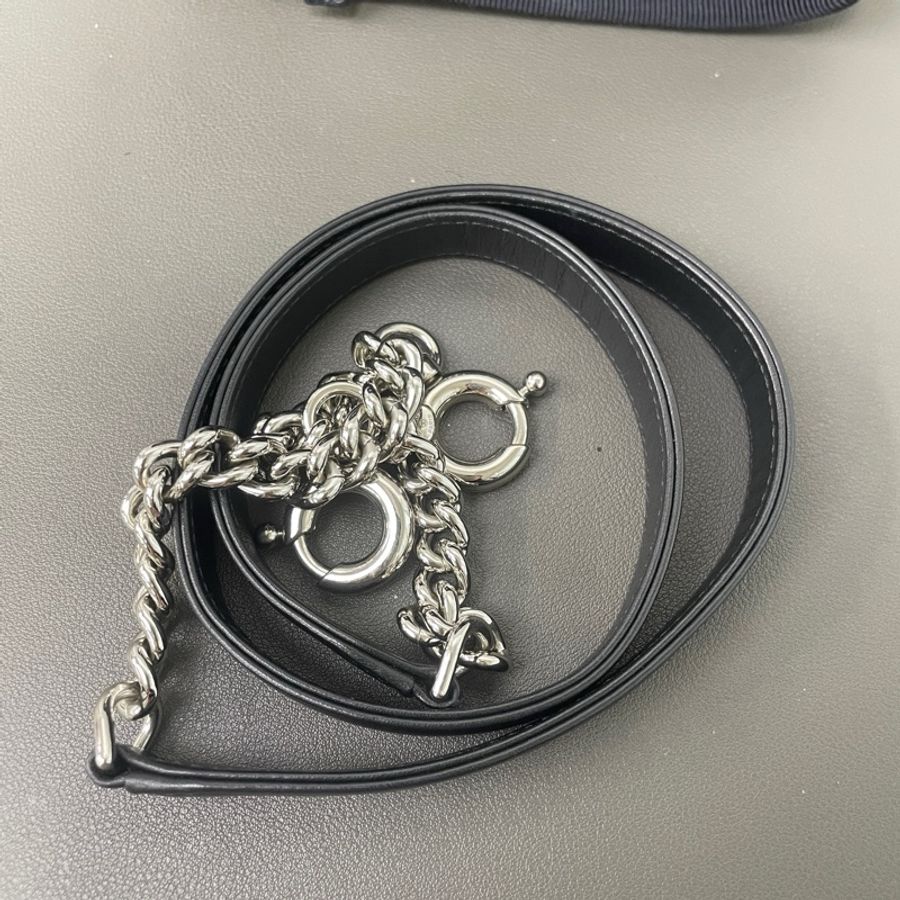 Chanel/香奈兒 25開 深藍色銀扣荔枝紋手提單肩斜挎包-6